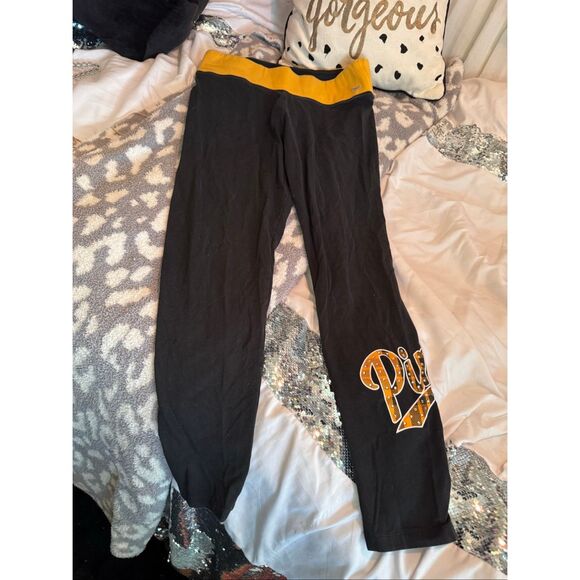 vS pink yellow black plaid yoga leggings pants sz large GUC vintage see pic - Picture 4 of 7